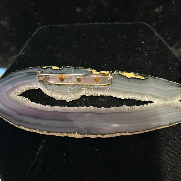 Vintage Artisan Quartz Sliced Stone & Beads Brooch-Boutique - Picture 6 of 9